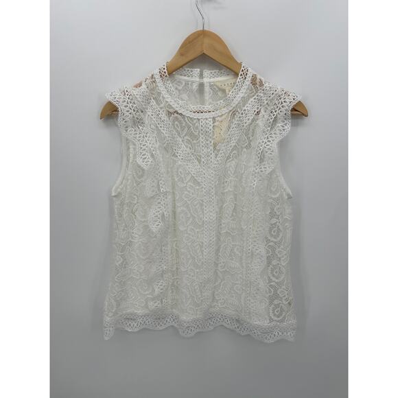 Adiva Womens White Lace Tank Blouse Size L NWT Coquette Boho Feminine Church - Picture 1 of 7